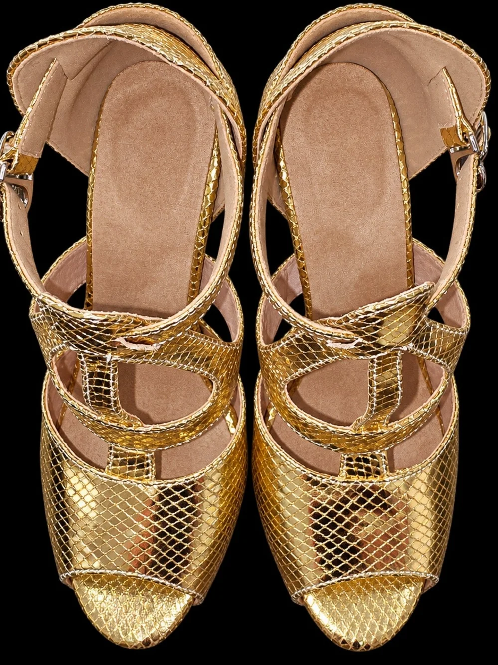 Latin Dance Shoes, Gold Metallic